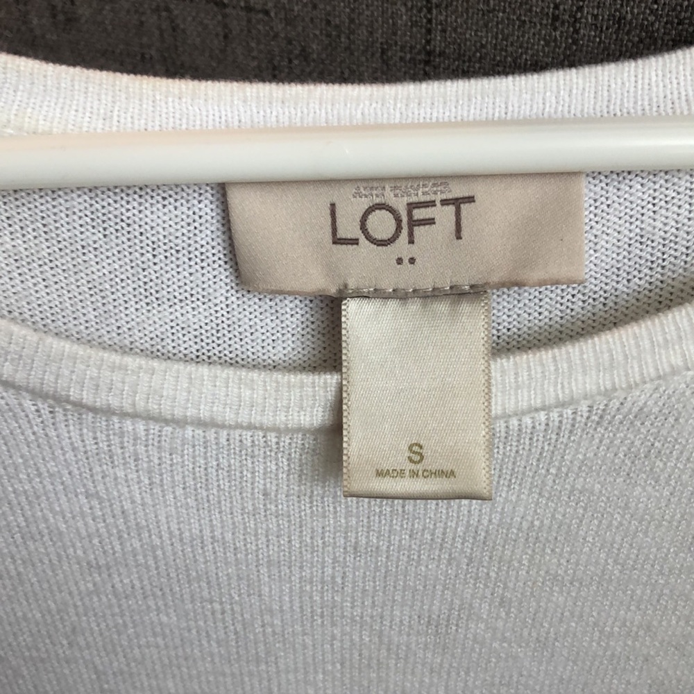 LOFT White Blouse with Ruffle - Picture 2 of 4